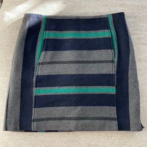 Anthropologie Ro & De Striped Wool Mini Skirt Navy & Green Size XS